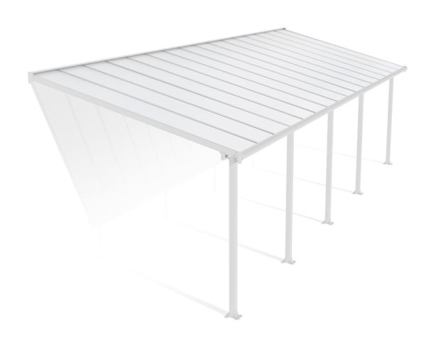 Patio Cover Olympia 3 x 9.71 Clear - Polycarbonate - L980 x W300 x H305 cm - White