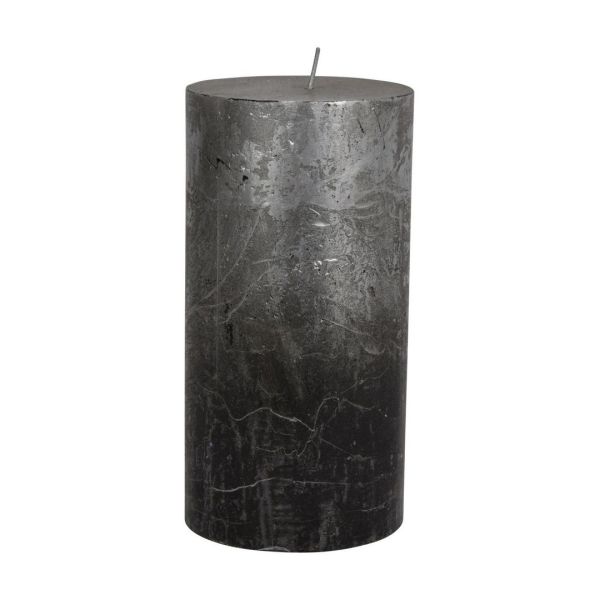 Ombre Pillar Candle - Paraffin - L10 x W10 x H20 cm - Silver/Black