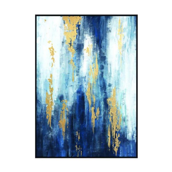 Urbanite Distressed Foiled Framed Wall Art - Canvas/Polyester/Pine - L4 x W100 x H140 cm - Blue