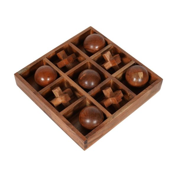 Belben Noughts and Crosses Game - Wood - L23 x W23 x H6.5 cm - Brown