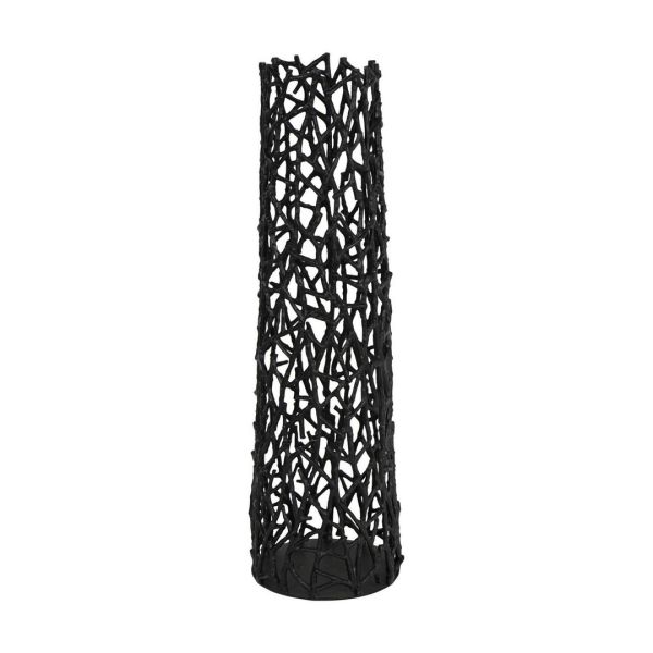 Twig Sculpture Vase Small - Aluminium - L27 x W27 x H94 cm - Raw Black
