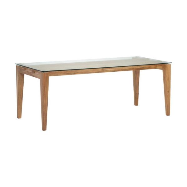 Sleaford Dining Table - Acacia Wood/Glass - L90 x W180 x H78 cm - Natural