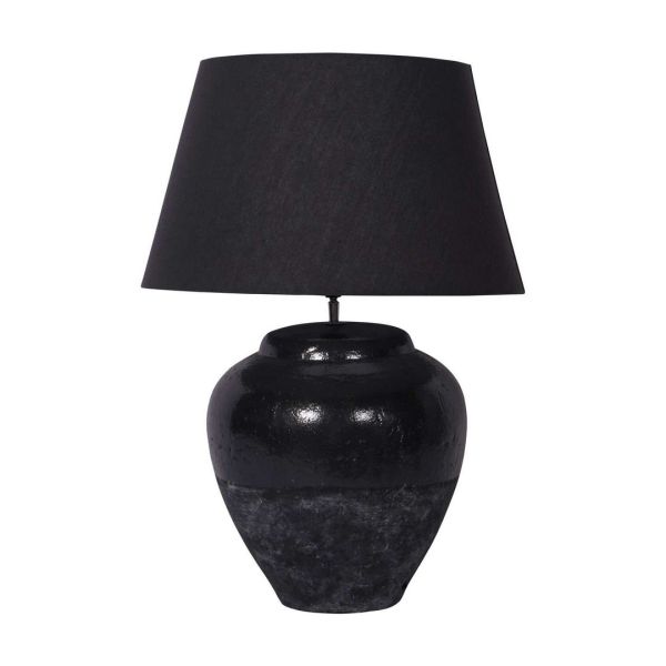 Skyline Table Lamp With Shade Large - Terracotta/Linen - L50 x W50 x H71.5 cm - Black