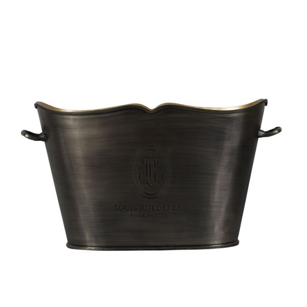 Cramant Oval Champagne Bucket - Steel/Brass - L18 x W40 x H20 cm - Silver/Gold
