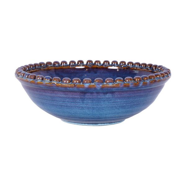 Mediterranean Reactive Glaze Bowl - Ceramic - L37.5 x W37.5 x H12 cm - Blue