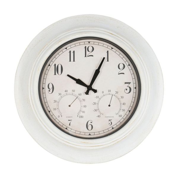Outdoor Clock With Temperature and Humidity - Metal/Plastic/Glass - L6.7 x W53.3 x H53.3 cm - Antique White