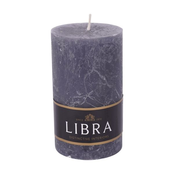 Dark Pewter Rustica Pillar Candle - Paraffin Wax - L7 x W7 x H12 cm - Grey