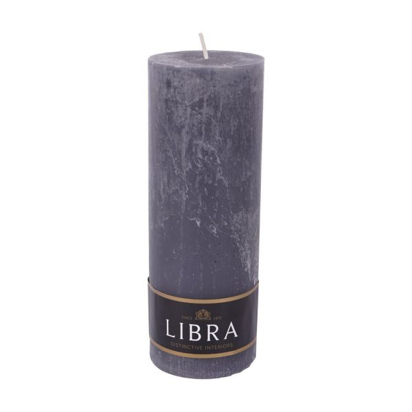 Dark Pewter Rustica Pillar Candle - Paraffin Wax - L7 x W7 x H19 cm - Grey