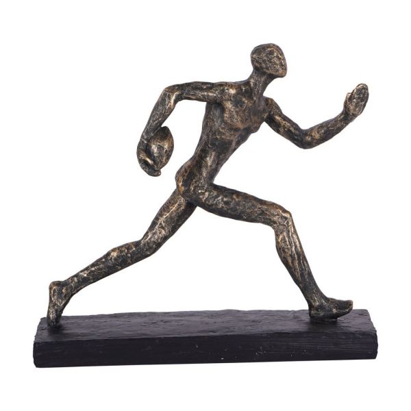 Rugby Player Sculpture - Polyresin - L9.2 x W31.4 x H28 cm - Bronze
