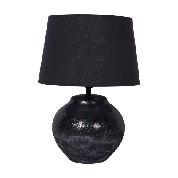 Skyline Table Lamp With Shade Small - Terracotta/Linen - L23 x W28 x H40.5 cm - Black