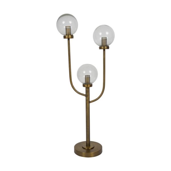 Wellesley Three Globe Table Lamp - Iron/Glass - L18 x W35 x H82 cm - Brass