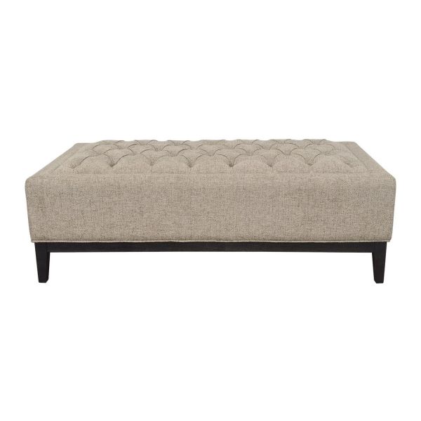 Theodore Buttoned XL Ottoman - Wood/Foam/Poly/Metal - L75 x W140 x H48 cm - Dark Taupe