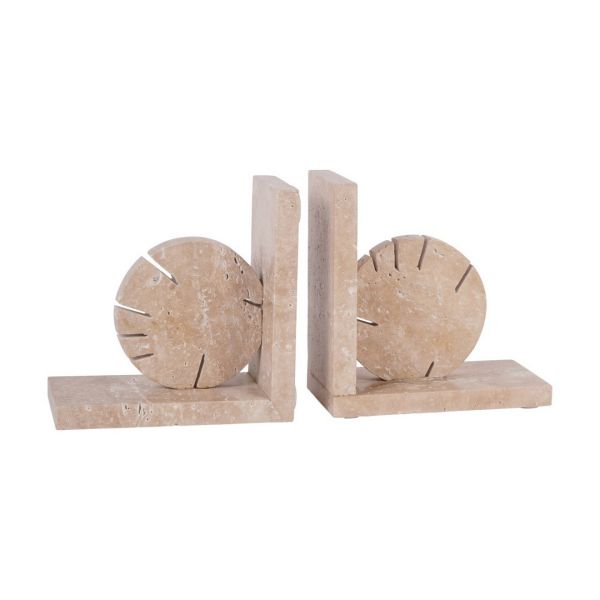 Catania Travertine Bookends - Marble - L8 x W31 x H15 cm - Taupe