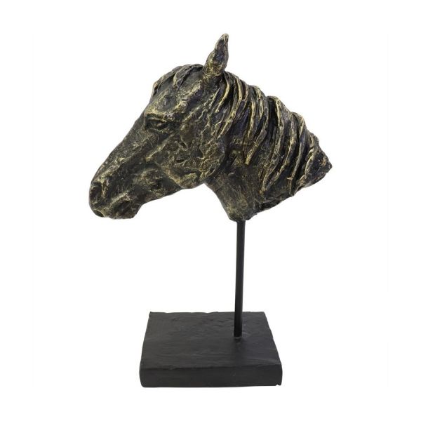 Bay Horse Head Sculpture - Polyresin/Limestone - L11 x W22.5 x H31.4 cm - Bronze