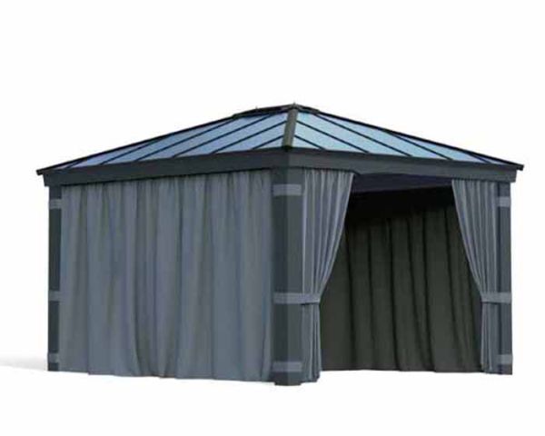 Curtain Set for Dallas 12 x 14 Gazebo - Polyester - L212 x W409 cm - Dark Grey (Gazebo Not Included)