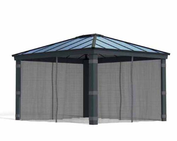 Net Curtain Set for Dallas 12 x 14 Gazebo - Polyester - L212 x W409 cm - Dark Grey (Gazebo Not Included)