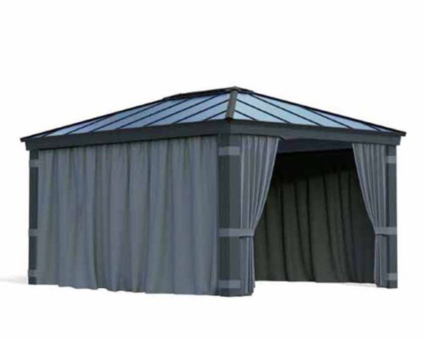 Curtain Set for Dallas 12 x 16 Gazebo - Polyester - L212 x W440 cm - Dark Grey (Gazebo Not Included)