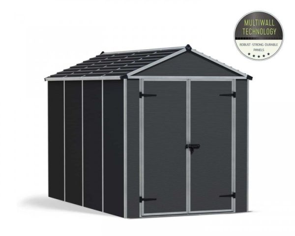 Rubicon Shed 6 x 10 Dark - Polycarbonate - L303.6 x W185 x H217 cm - Dark Grey