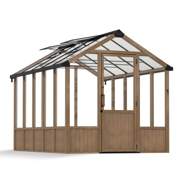 Natura Cedar 8 x 12 Feet Greenhouse Kit - Wood - Clear polycarbonate panels - L364 x W257 x H261 cm