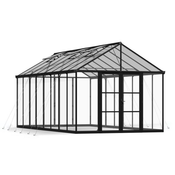 Aria 10 x 20 Feet Greenhouse Kit - Black Structure Clear panels - L608 x W304 x H285 cm