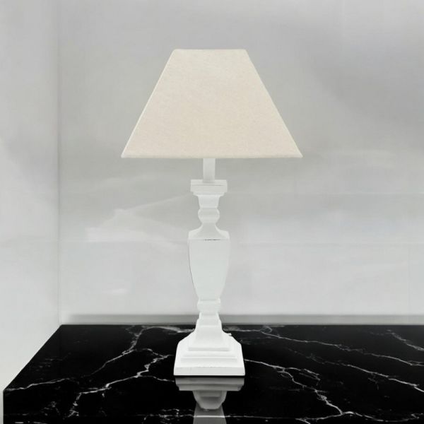 Table Lamp and Shade - L20 x W20 x H43 cm - White