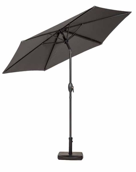 2.5m Crank and Tilt Parasol - Aluminium/Polyester - L250 x W250 x H225 cm - Grey