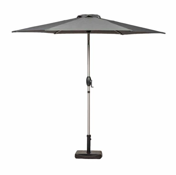 2.5mtr Crank and Tilt Parasol - Aluminium/Polyester - L250 x W250 x H225 cm - Grey