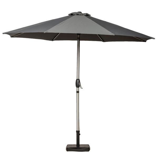 Crank and Tilt Parasol - Aluminium/Polyester - L300 x W300 x H225 cm - Grey