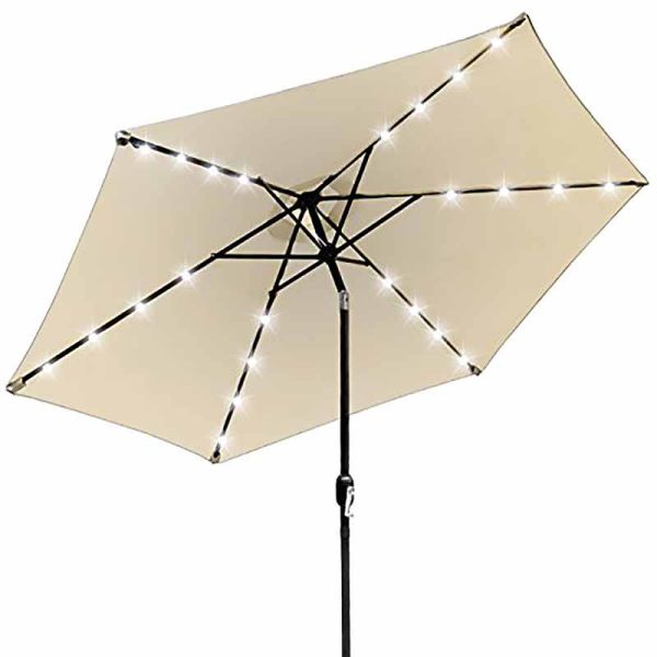 Crank and Tilt LED Strip Parasol - Aluminium/Polyester - L270 x W270 x H225 cm - Ivory