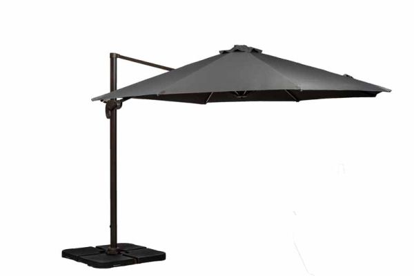 Solar Powered LED Cantilever Parasol - Aluminium/Polyester - L350 x W350 x H255 cm - Grey