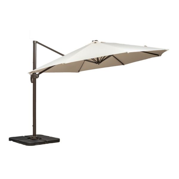 Solar Powered LED Cantilever Parasol - Aluminium/Polyester - L350 x W350 x H255 cm - Ivory