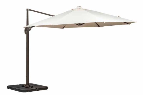 Solar Powered LED Cantilever Parasol - Aluminium/Polyester - L350 x W350 x H255 cm - Ivory