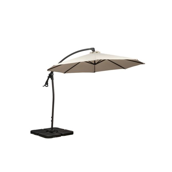 Deluxe Pedal Operated Rotational Cantilever Over Hanging Parasol with Cross Stand - Aluminium/Polyester - L300 x W300 x H255 cm