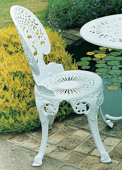 Coalbrookdale Chair British Made High Quality Cast Aluminium Garden Furniture Wide Choice Of Colours And Finishes Available - Repaint Aluminium Garden Furniture