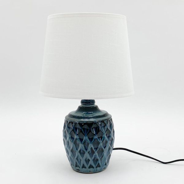 Table Lamp and Shade - Ceramic - L25 x W25 x H40 cm - Blue