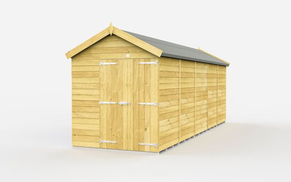 7 x 19 Feet Apex Shed - Double Door Without Windows - Wood - L560 x W214 x H217 cm