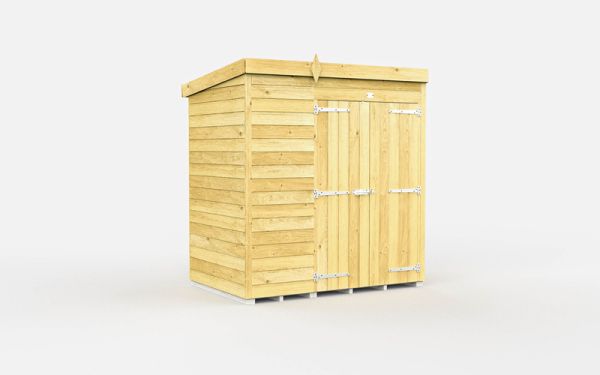 7 x 4 Feet Pent Shed - Double Door Without Windows - Wood - L118 x W214 x H201 cm