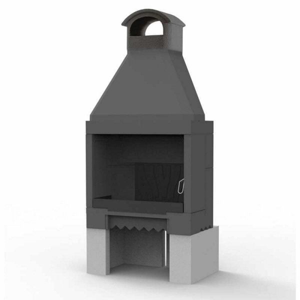Compact Vicenza Garden Modern Masonry Fireplace Outdoor Heater - Concrete/Steel - L50 x W74 x H176 cm - White/Grey