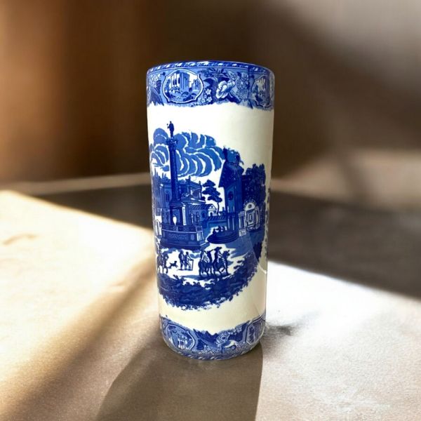 Reepham Round Umbrella Stand - Vase - L20 x W20 x H46 cm - Blue/White