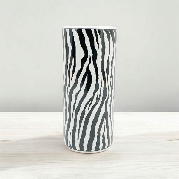 Zebra Pattern Desgin Umbrella Stand - L20 x W20 x H46 cm - Black/White