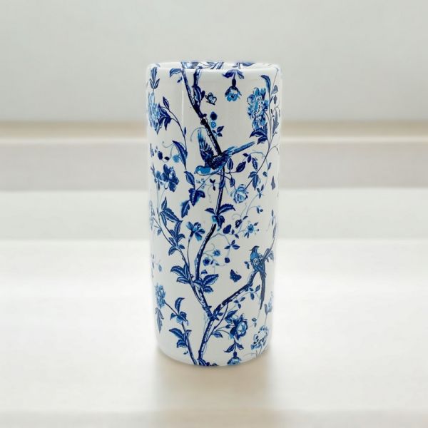 18 Inch Round Bird Umbrella Stand - L20 x W20 x H46 cm - Blue/White