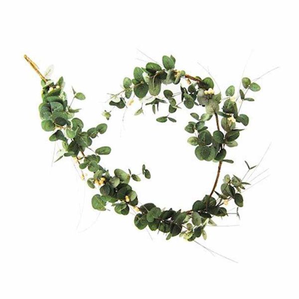 Eucalyptus Garland with White Berries - Plastic/Wire/Paper - L155 x W9 x H4 cm - Green