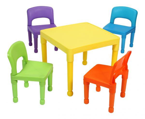 Multi-Coloured Table & 4 Chairs Set
