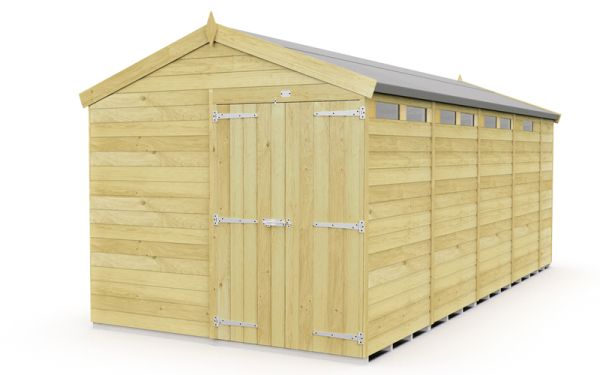 8 x 17 Feet Apex Security Shed - Double Door - Wood - L503 x W231 x H217 cm