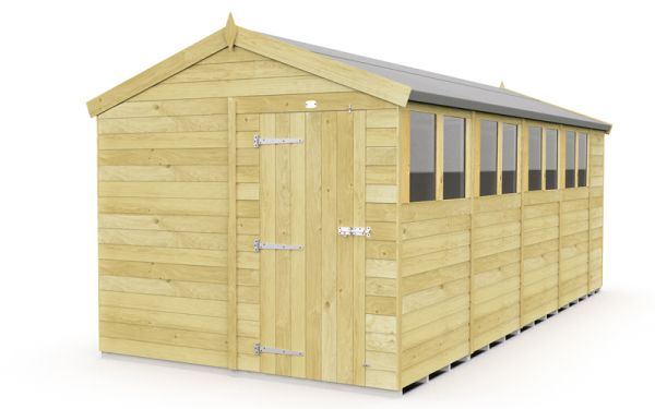 8 x 18 Feet Apex Shed - Single Door With Windows - Wood - L533 x W231 x H217 cm