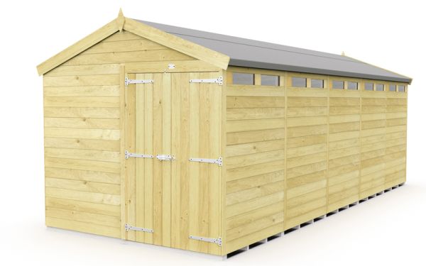 8 x 20 Feet Apex Security Shed - Double Door - Wood - L592 x W231 x H217 cm