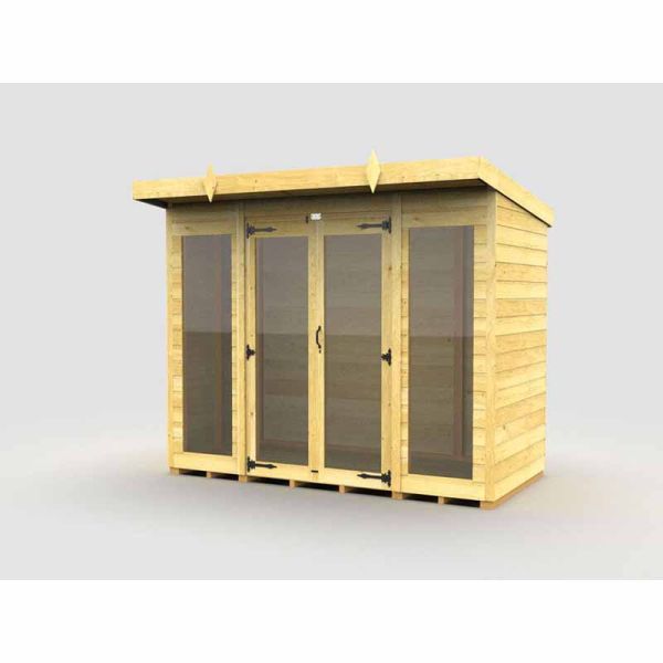 8ft x 4ft Pent Summer House (Full Height Window) - Wood - L 118 x W 243 x H 201 cm