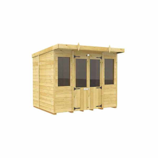 8ft x 5ft Pent Summer House - Wood - L 147 x W 243 x H 201 cm