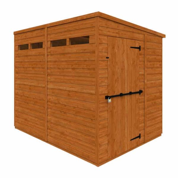 8x6 Flex Pent Security 12mm Flex - L238.8 x W175 x H203 cm - Solid Wood/Softwood/Pine - Burnt Orange