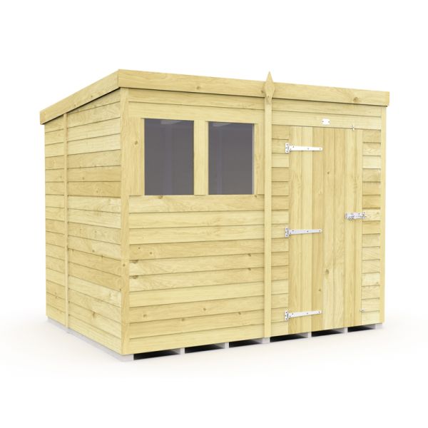 8 x 7 Feet Pent Shed - Single Door With Windows - Wood - L214 x W243 x H201 cm